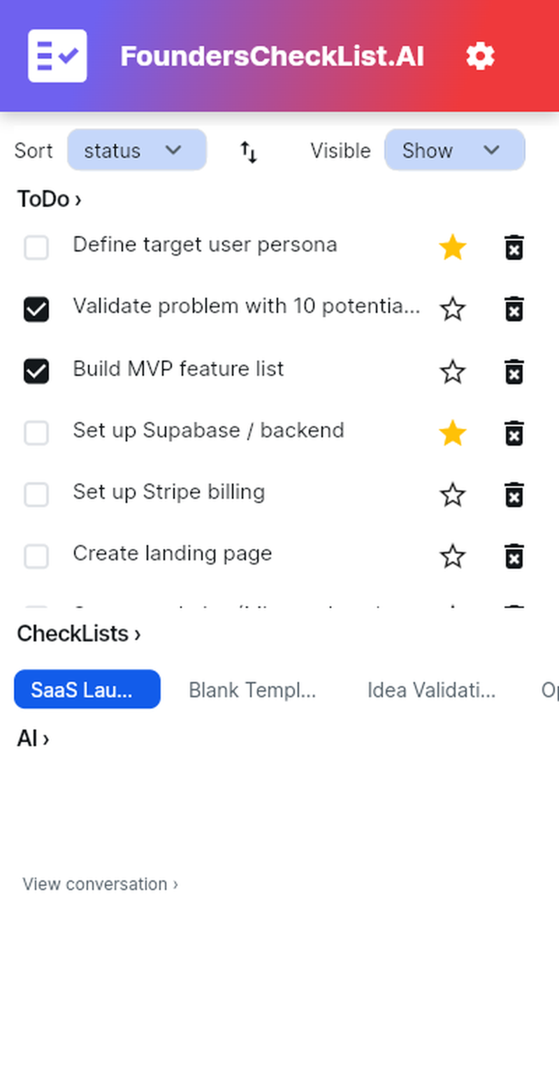 FoundersCheckList.AI app